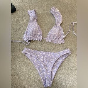 Purple ruffle bikini